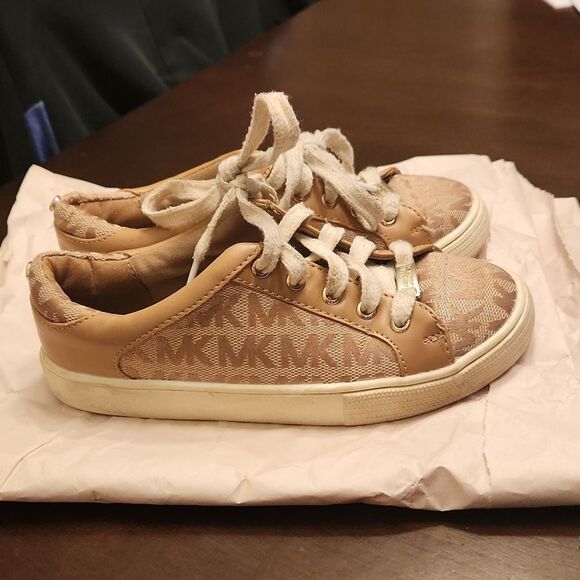 Michael Kors Kids "Rosita" Tan Signature Print Sneakers Size 12 - Picture 1 of 11